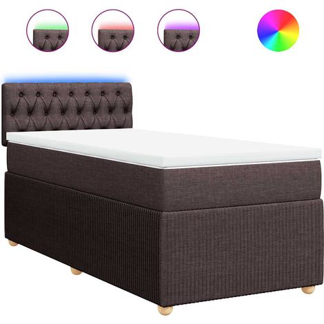 Maison Exclusive - Cama box spring con colchón tela marrón oscuro (1/5)