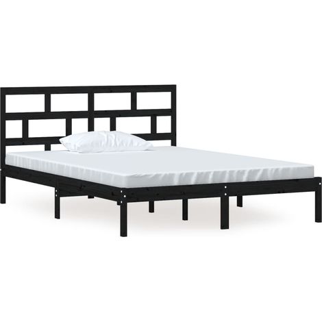 Maison Exclusive - Massivholzbett Schwarz 150x200 cm
