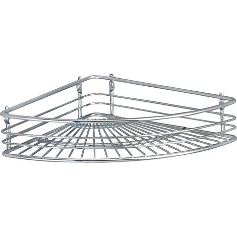 Wenko – Étagère d'angle chromée 31,5 cm – Installation murale – Métal robuste pour rangement salle de bain – Optimise l'espace dans les coins