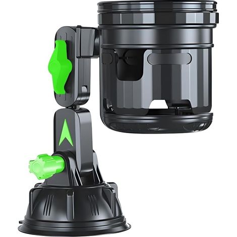 Portabevande multifunzionale per auto, zuignaphouder, 2-in-1, verstelbare opvouwbare bekerhouder met tongspatel, voor boot, kajak, surfplank, camper, vitehtwagen, nero/verde (1/5)