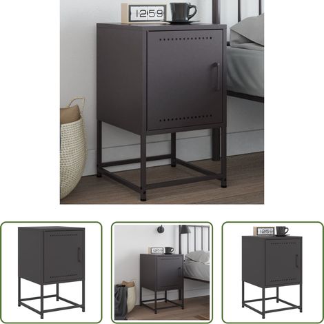 Meuble industriel - Table de chevet noir 36x39x60,5 cm acier (1/5)