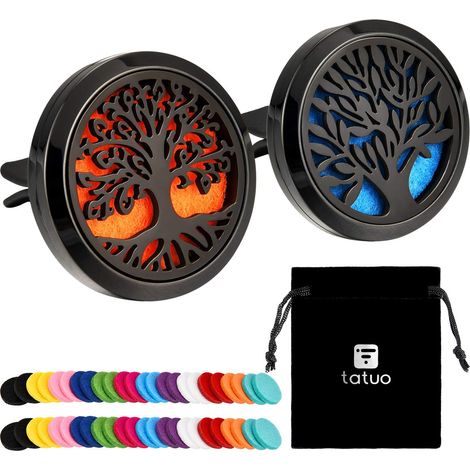2 Pieces 316L Stainless Steel Diffuser Locket Essential Oil Aromatherapy Car Air Diffuser Clip with 48 Pieces Felt Pad (1/5)