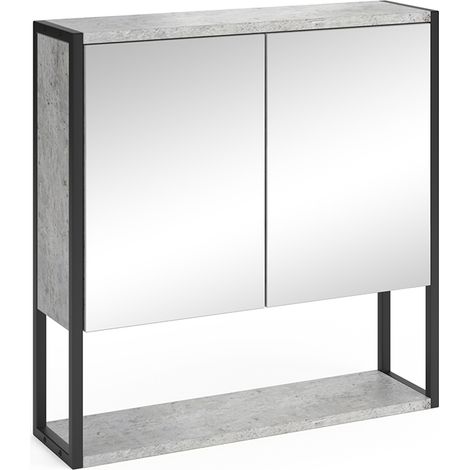 Badspiegelschrank Fyrk, Beton, 60 x 60.6 cm, Vicco