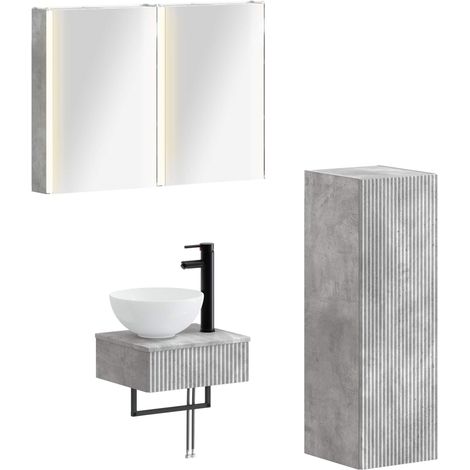 Juego de Muebles de Baño 4 uds. Gris Hormigón vidaXL (1/5)