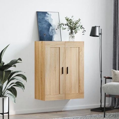 Meuble Mural Suspendu en Bois d'Ingénierie, Couleur Chêne Sonoma, 69,5 x 34 x 90 cm (1/5)