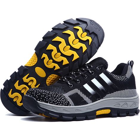 Chaussures de Sécurité Protection Homme,  Chaussures de Travail Antidérapantes, Femme Chaussures de Léger Respirant, Noir, Taille 36