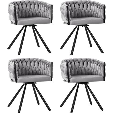 Set di 4 sedie da pranzo girevoli in velluto grigio con gambe in metallo (1/5)