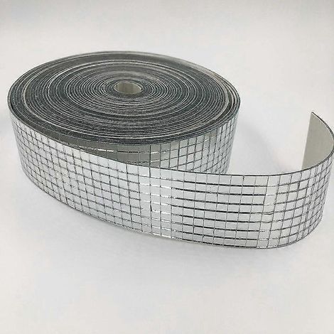 Piao 2,5 m Rolle selbstklebende Mini-Spiegel aus Echtglas (quadratisch & rund) – Mosaikfliesen für DIY-Bastelarbeiten, Kugeln und Heimdekoration