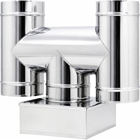 MAKA Comignolo a H Base Quadra, Terminale per Canna Fumaria Camino Stufa a Legna Pellet e Gas, Cappello Antipioggia Aspirafumo 300x300 mm (1/5)