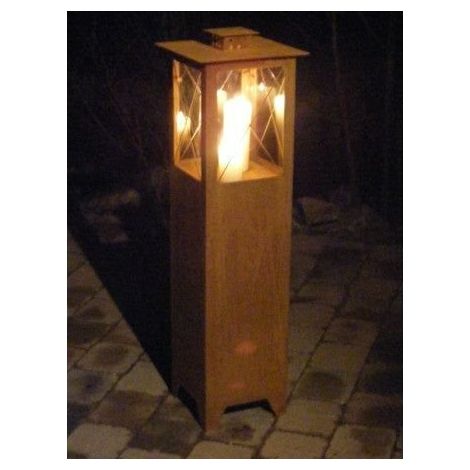 Lanterne de Jardin en Métal Patine Rouille avec Insert en Verre Photophore - PANGIVO (1/3)
