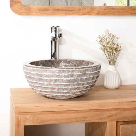 Lavabo de mármol Vesubio piedra gris 35 cm (1/5)