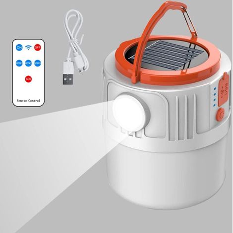 Solar-Campinglampe mit USB-Akku, Powerbank und Taschenlampe, ideal zum Wandern, Angeln und für Zelte. - Crezuo