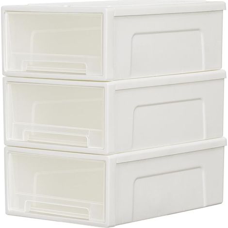 5L3 Tiroirs de Rangement en Plastique, Organisateurs de Bureau, Tour de Rangement pour Fournitures, Dortoir et Cosmétiques, Superposable, Durable, PP, Sans BPA, Blanc (1/5)