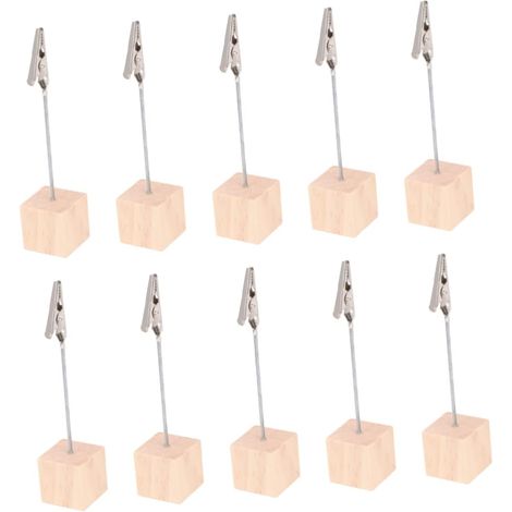 20-Piece Wooden Photo Holders with Clips, Wooden Stands for Wedding Table Decoration, Party and Events, Cube Base