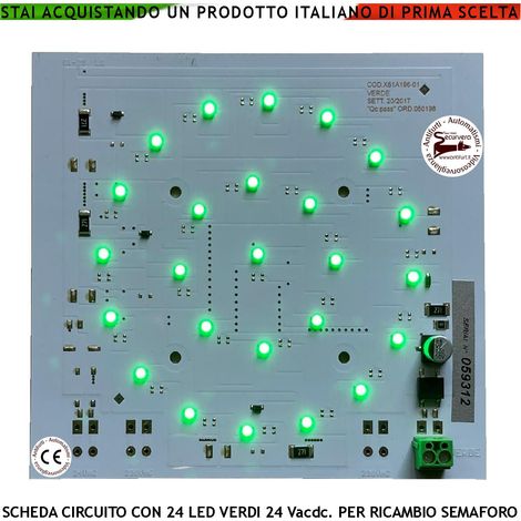Stampato con 24 Led Verdi Alta Luminosità Ricambio per Semaforo Luce Verde Puntiforme Alimentazione 24 Vacdc 3 W Semafori Omologati a Led Garage Parcheggio (1/2)