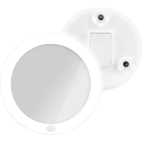 Miroir Lumineux de Maquillage Rond, Grossissant 5X, Miroir Cosmétique Pliable, Miroir Ventouse avec Rotation 360°, Blanc, Modèle 2 (1/5)