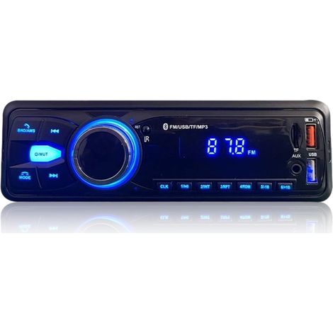 Autoradio Bluetooth, autoradio 1 DIN, radio FM, USB/AUX/carte SD/lecteur MP3, télécommande, compatible iOS/Android (1/5)