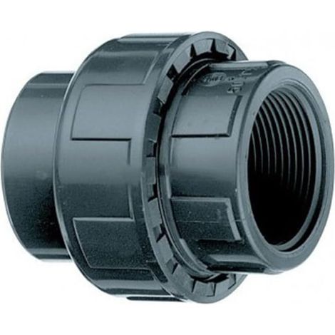 Raccord Union Mixte PVC - Lot de 1 Pièce - Gris PN16 - Joint EPDM Étanche - Pour Plomberie et Irrigation - Ø50 x 1"1/2 (1/2)