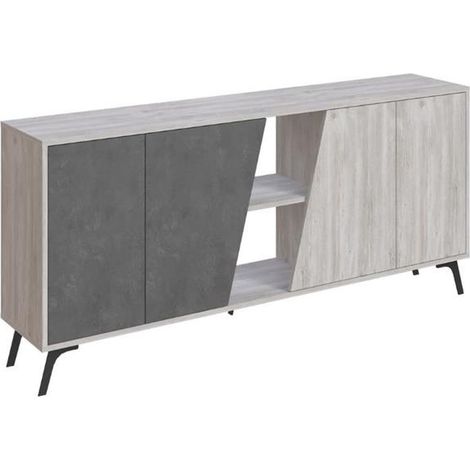 Madia 4 ante Fiona 180x35,6x82H colore bianco vintage e cemento (1/5)