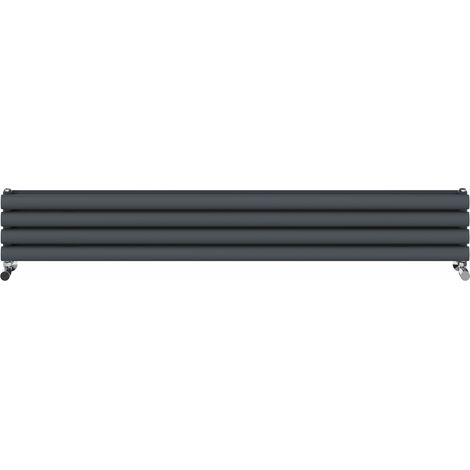 Warmehaus Horizontal Radiator Oval Double Anthracite 236x1600mm (1/5)