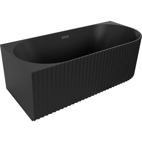 Mexen Gia vasca autoportante angolare scanalata sinistra 170 x 80 cm, nero opaco, troppopieno nero - 52701708071L-70 (1/3)