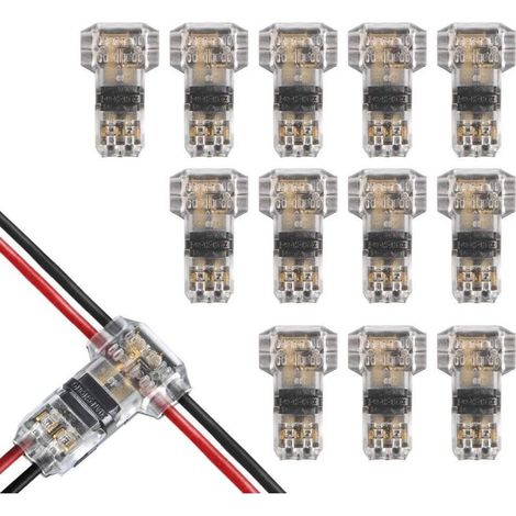 12 connecteurs de fil T Hahn, étanches à l'eau et à la poussière 2 broches sans soudure pour fils 20/22 AWG 0,35-0,5 mm²