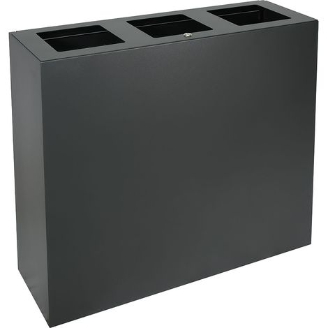 Pattumiera per Raccolta Differenziata 3 Scomparti Capacità 180 lt 90x30x80 cm in Acciaio Antracite (1/5)