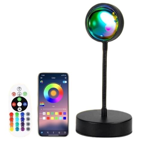 Projecteur de coucher de soleil,360°Guirlande lumineuse arc-en-ciel rotative, idéale pour la décoration de chambre (1/5)