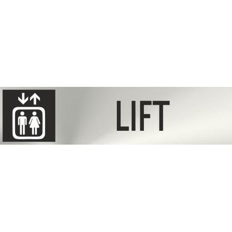 Señal informativa inglés Lift de 0'8mm 50 x 200 mm de acero inoxidable SEKURECO (1/2)