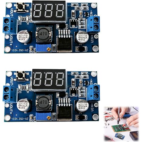 2 pièces DC-DC Buck convertisseur de Tension Module d'alimentation Module abaisseur, Réglable de 36V 24V 12V à 5V 2A, Module d'Alimentation Abaisseur avec Affichage LED pour Stabilisation de Tension (1/5)