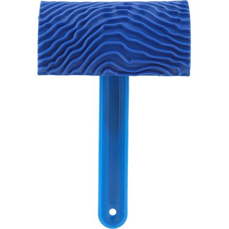 Jeffergarden Rouleau de peinture effet grain de bois en caoutchouc bleu avec poignée outil de décoration murale bricolage (1/5)