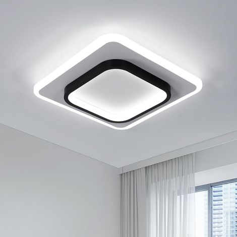 Plafonnier LED Carré - 1 Unité - Acrylique et Aluminium - 30W 6500K - Salon Chambre Cuisine - 30x30cm (1/5)