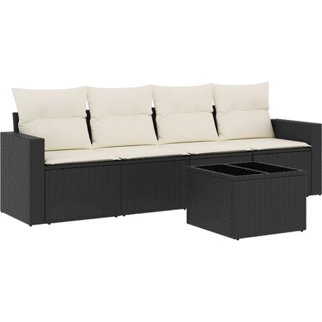 Maison Exclusive - Set de muebles de jardín 5 pzas y cojines ratá (1/3)