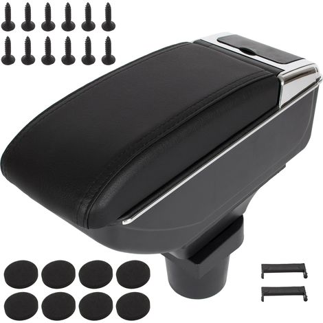 Bracciolo con vano portaoggetti in ecopelle nera per Toyota Yaris II 06-12 + kit di installazione (1/2)