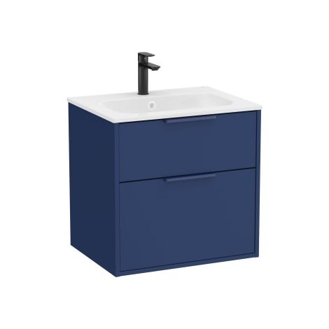 CONJUNTO MUEBLE OPTICA 600 2 CAJONES + LAVABO STONEX AZUL ACERO