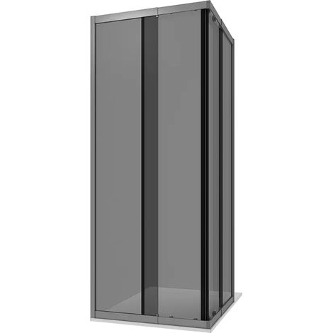 Cabine de douche extensible 70-90x70-90 cm avec profilés en aluminium anodisé Verre fumé de 6mm avec traitement Anticalcare h190 - Mod. réversible Nuuk