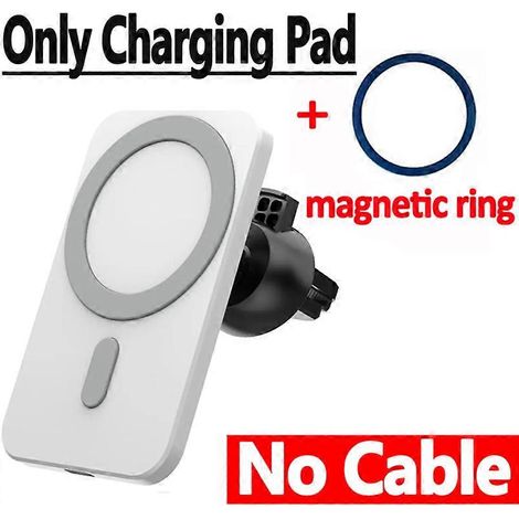 Chargeur magnétique sans fil 30 W pour voiture, support de téléphone pour grille d'aération, compatible iOS 14/13/12/11 Pro Max, station de charge rapide Macsafe pour voiture, blanc (câble non inclus) (1/5)