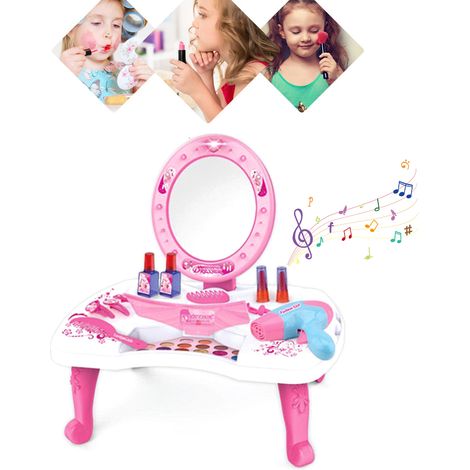 Lot de maquillage enfant table coiffure jeu rôle fille accessoires cosmétiques jouet coloris varié (1/5)
