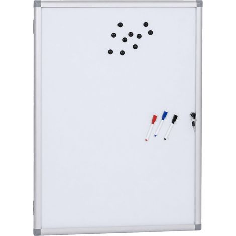 Schaukasten HHG-957, Magnettafel Whiteboard Memoboard Pinnwand, Aluminium abschließbar inkl. Zubehör 95x68x7cm