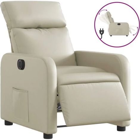 Fauteuil inclinable électrique en similicuir beige (1/5)
