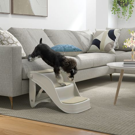 Petite échelle 49x38x38 cm Gris pour chien pliante 3 marches pour chiens avec tapis antidérapants