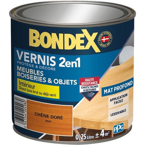 Bondex – Vernis extérieur chêne doré mat 250 ml – Protection anti-salissure – Résistant à l'eau et à l'humidité – Application facile sur bois brut