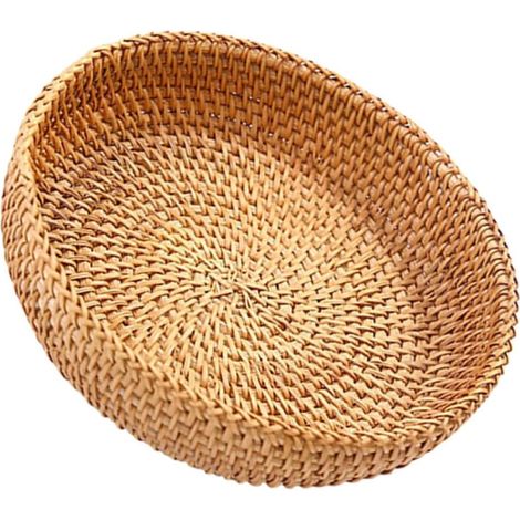 de rangement et panier ménager rond et respirant en rotin