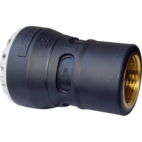 Raccord droit encliquetable PE Ø32 - Laiton femelle 3/4" (20/27) avec portée plate ISO 228 et joint fourni - Plasson (1/2)