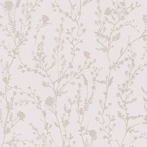 Empapelado tono sobre tono Profhome 395461 papel pintado no tejido liso con ornamentos florales efecto satinado rosa gris-claro 5,33 m2