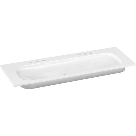 Lavabo doppio in ceramica ROYAL UNIVERSE 1305 x 16 x 495 mm adatto per rubinetteria a 3 fori bianco KEUCO