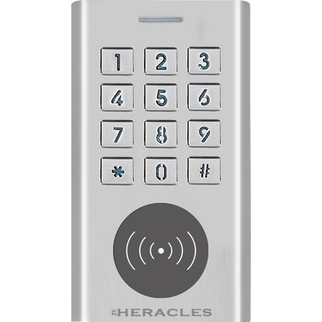 Heracles – Clavier lecteur autonome Mifare étanche IP66 – Zamak – 12-24V AC/DC – 2 relais programmables – PCACLSMMF (1/2)