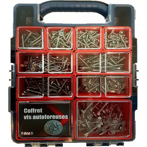 Coffret de 755 vis autoperceuses tête cylindrique PH et hexagonale - Zingué - COFAUTOV2