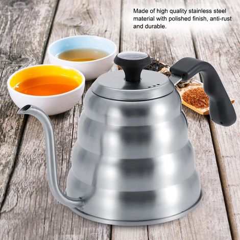 Cafetière/théière en acier inoxydable avec bec verseur à col de cygne et thermomètre intégré, 1,2 L (1/5)
