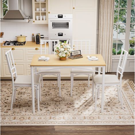 Esstisch-Set mit 4 Stühlen 110x60x76,5 cm Stahl OKMYHOME (1/5)